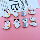 10pcs Resin Flatback Ghost Biscuit Penguin Charms for DIY Jewelry Making