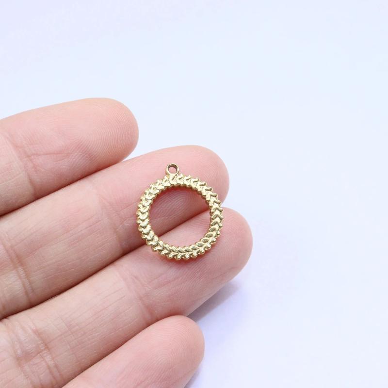 5pcs 15mm Stainless Steel High Circle Charms DIY Necklace Earrings