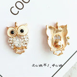 10Pcs Rhinestone Owl Charms Pendants Animals Bird DIY Necklace Earring Jewelry