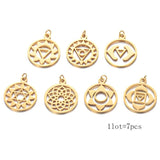 7pcs Chakra Charms Mixed Meditation Pendants OM Buddhist Charms