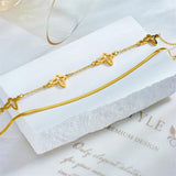 2-Layer Butterfly Charm Anklets For Women Girl Leg Chain