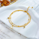 316L Stainless Steel Butterfly Zircon Anklets For Women - Waterproof Chain