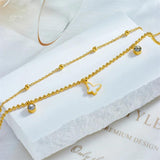 316L Stainless Steel Butterfly Zircon Anklets For Women - Waterproof Chain