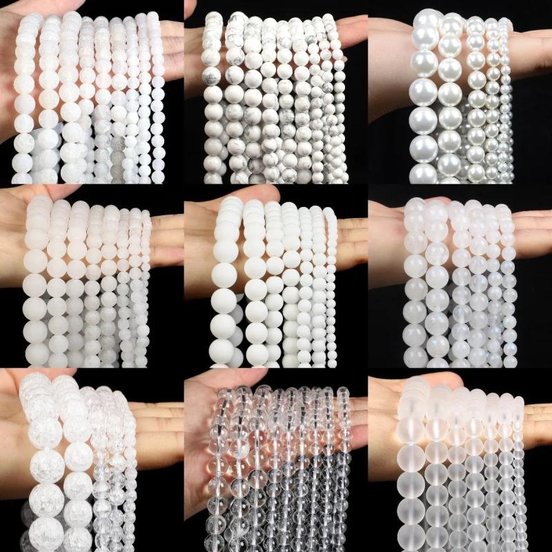 Stone Beads Moonstone Amazonite Agate Shell Loose Spacer Beads for DIY Jewelry
