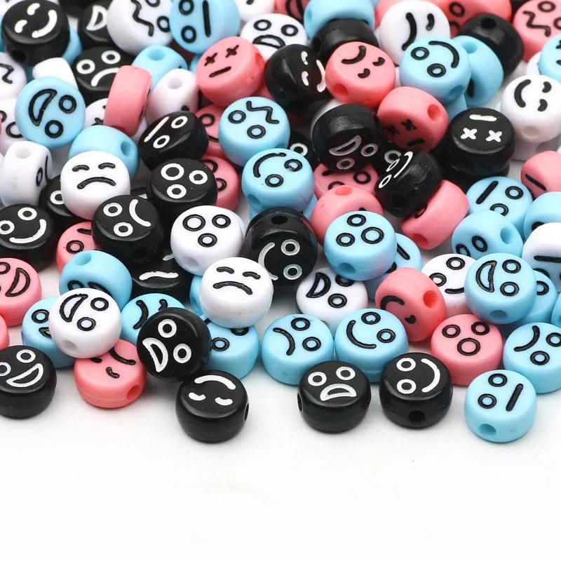 4x7mm Acrylic Smiley Spacer Beads for DIY Jewelry Making