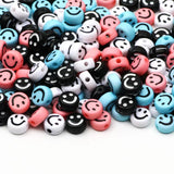 Mixed Smiley Beads Flat Round Acrylic Spacer Beads for DIY Jewelry Making