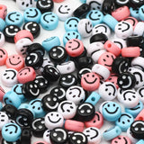 Mixed Smiley Beads Flat Round Acrylic Spacer Beads for DIY Jewelry Making
