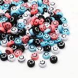Mixed Smiley Beads Flat Round Acrylic Spacer Beads for DIY Jewelry Making
