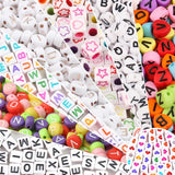 Letter Acrylic Beads Round Flat Alphabet Digital Cube Loose Spacer Bead