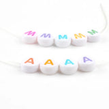 Letter Acrylic Beads Round Flat Alphabet Digital Cube Loose Spacer Bead