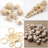 Natural Wood Beads 4-100mm Round Balls Rings Loose Spacer Beads