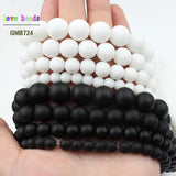 Natural Stone Matte Agates Round Beads for Jewelry Making 15 Inch