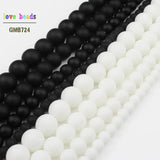 Natural Stone Matte Agates Round Beads for Jewelry Making 15 Inch