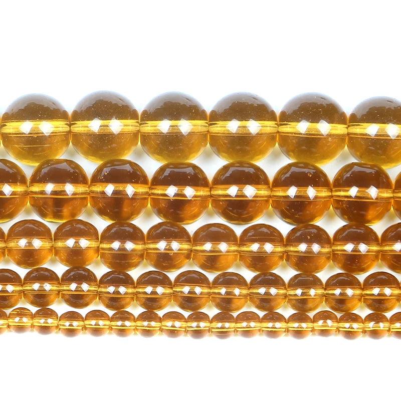 Smooth Ambers Glass Beads Round Loose Beads For Jewelry Making