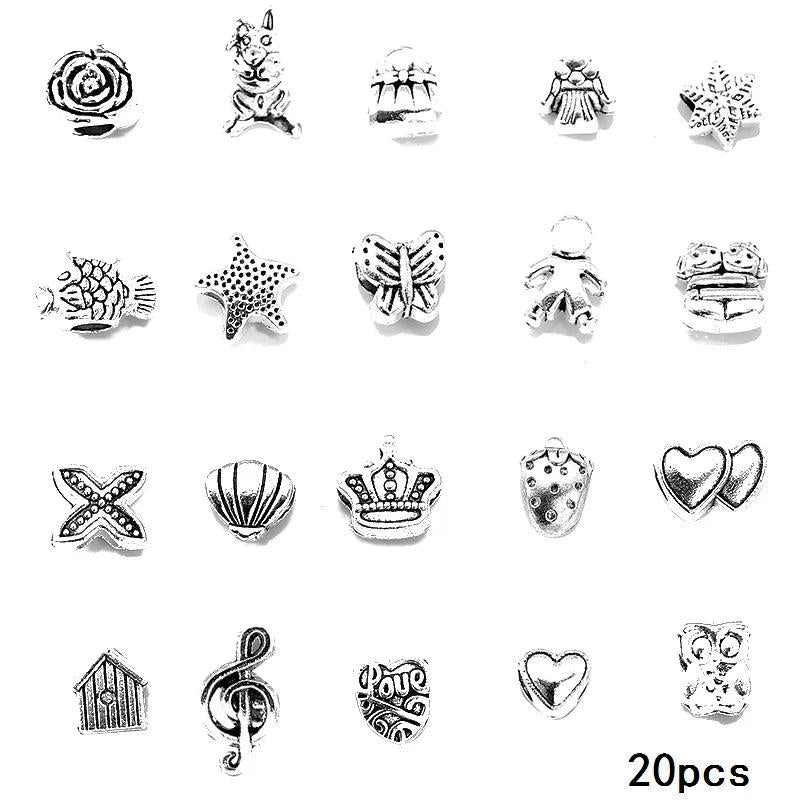10Pcs 45 Style Owl Tortoise Buddha Lord Small Hole Bead Charms