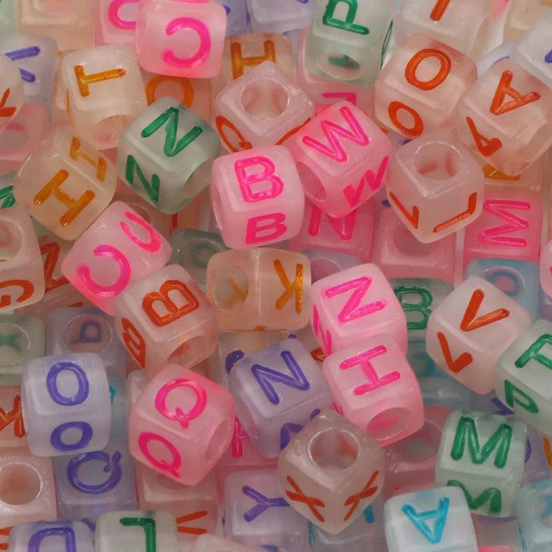 100pcs Mixed Square Letters Spacer Beads Acrylic DIY Jewelry Making