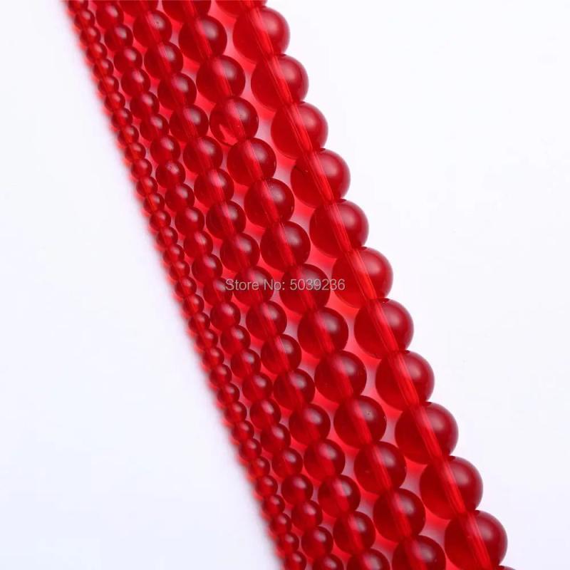 Red Glass Beads Natural Stone Round Spacer Beads for DIY Jewelry Making