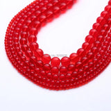 Red Glass Beads Natural Stone Round Spacer Beads for DIY Jewelry Making