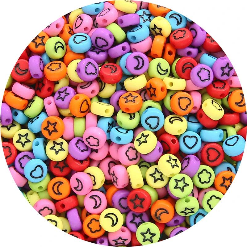 Mixed Star Moon Heart Beads Round Spacer Acrylic Beads for DIY Jewelry Making
