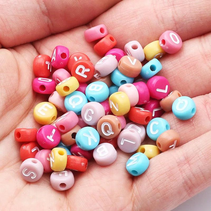 Chocolate Acrylic Alphabet Letter Beads Round Flat For DIY Bracelet