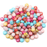 Chocolate Acrylic Alphabet Letter Beads Round Flat For DIY Bracelet