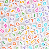 Letter Acrylic Beads Round Flat Alphabet Digital Cube Loose Spacer Beads