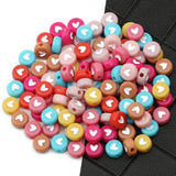 Heart Pattern Round Flat 4x7mm Acrylic Beads 100pcs