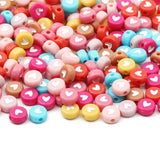 Heart Pattern Round Flat 4x7mm Acrylic Beads 100pcs
