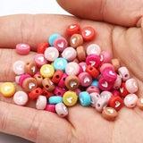 Heart Pattern Round Flat 4x7mm Acrylic Beads 100pcs