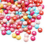 Heart Pattern Round Flat 4x7mm Acrylic Beads 100pcs