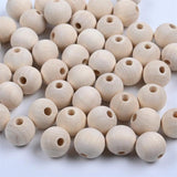 Natural Round Wooden Beads for Jewelry Making Charm