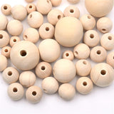 Natural Round Wooden Beads for Jewelry Making Charm