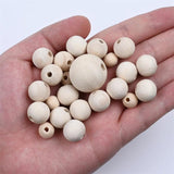 Natural Round Wooden Beads for Jewelry Making Charm