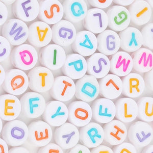 100/200/300/500PC Mixed Plated Acrylic Round Flat Alphabet Beads