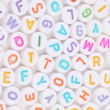 100/200/300/500PC Mixed Plated Acrylic Round Flat Alphabet Beads