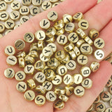 100/200/300/500PC Mixed Plated Acrylic Round Flat Alphabet Beads
