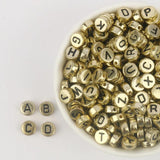100/200/300/500PC Mixed Plated Acrylic Round Flat Alphabet Beads