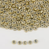 100/200/300/500PC Mixed Plated Acrylic Round Flat Alphabet Beads