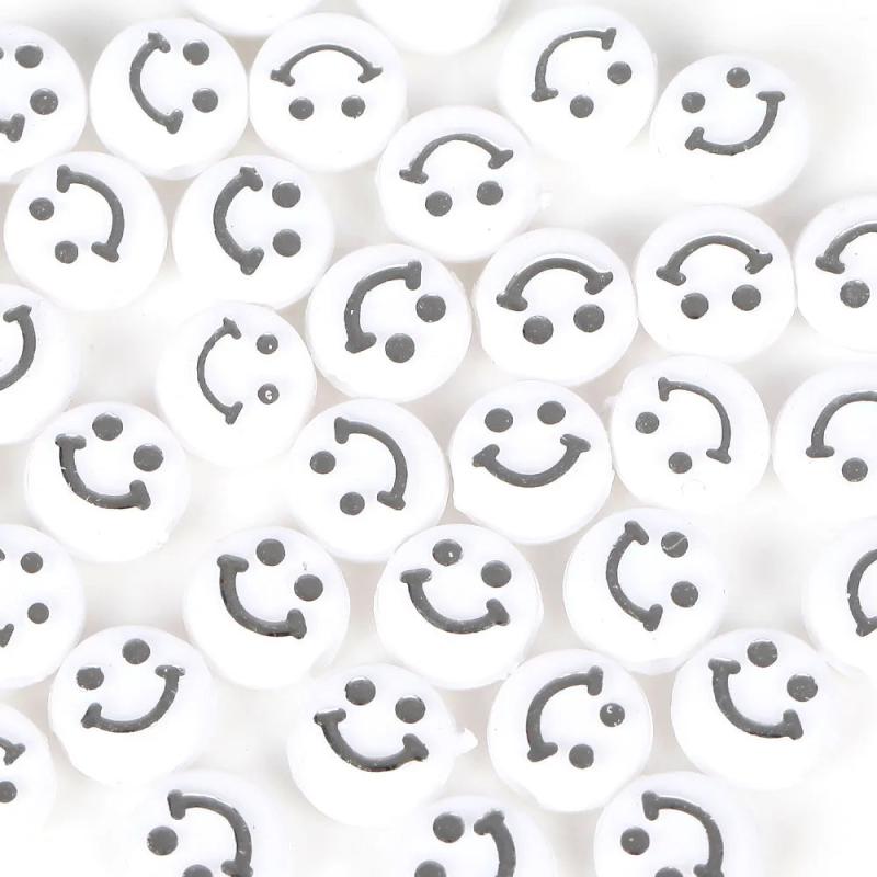 100-200Pcs Smiley Acrylic Beads Jewelry Making DIY Necklace Bracelet