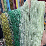 3MM Mountain Jad Green Malachite Faceted Small Beads Tiny Peridot Strand