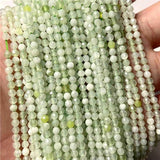 3MM Mountain Jad Green Malachite Faceted Small Beads Tiny Peridot Strand