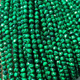 3MM Mountain Jad Green Malachite Faceted Small Beads Tiny Peridot Strand