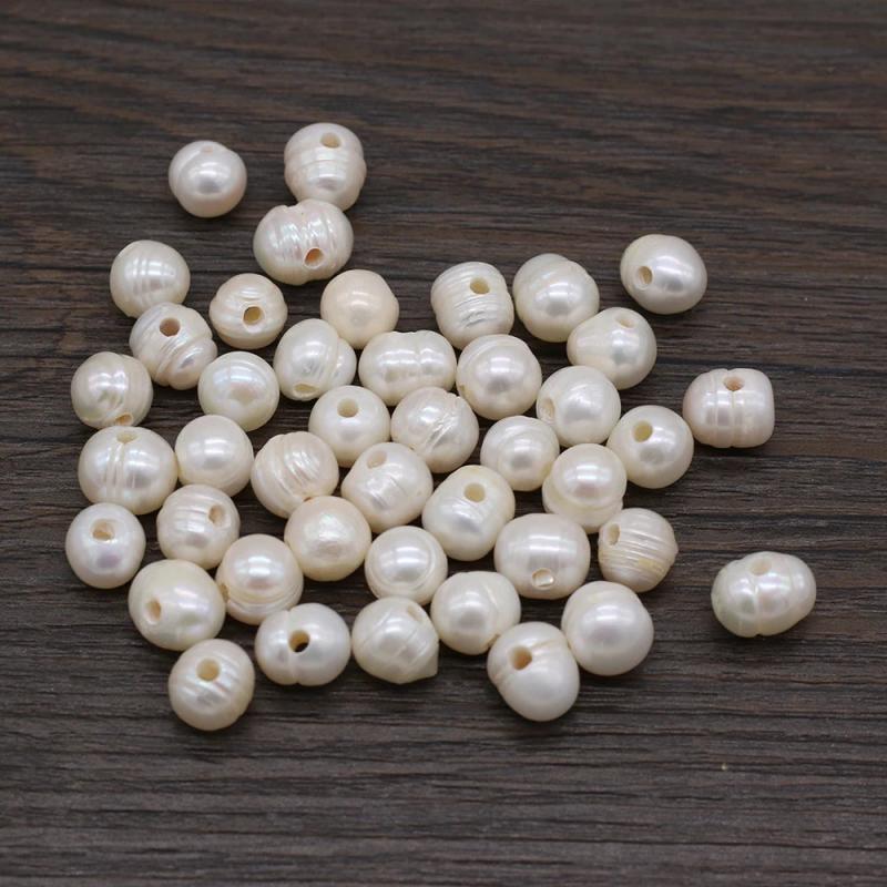 Natural Pearl Round Big Hole Beads Jewelry DIY Necklace Bracelet