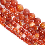 Orange Veins Agates Charm Round Loose Beads For Jewelry Making 4-12MM
