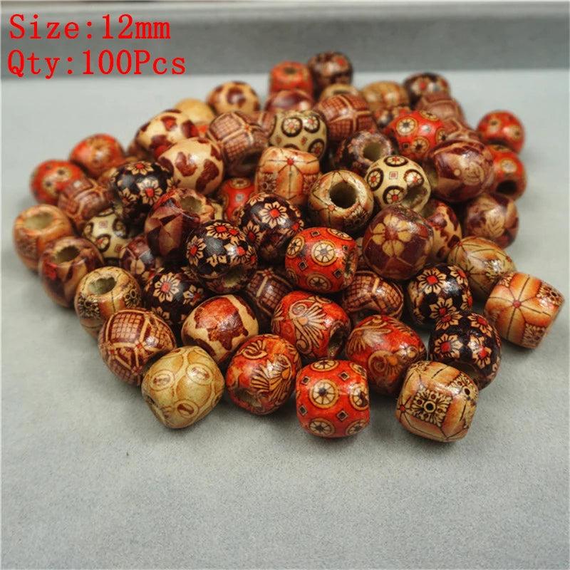 Natural Round Wood Beads Oval Loose Spacer Rosary Bead Large Hole Jewelry Bracel