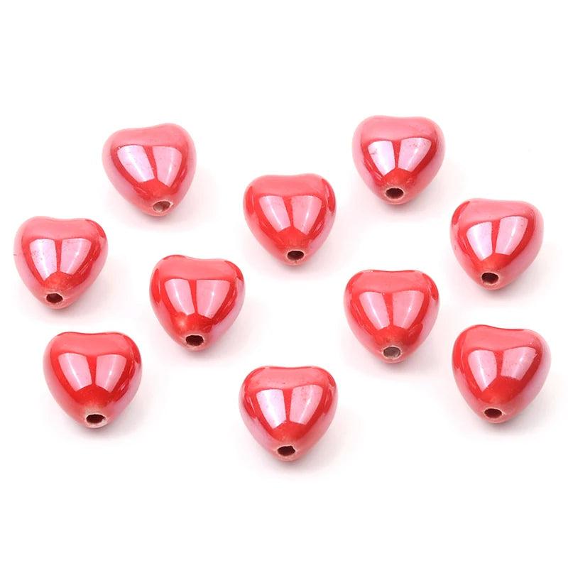 Solid Heart Shape Ceramic Beads for DIY Bracelets Necklace
