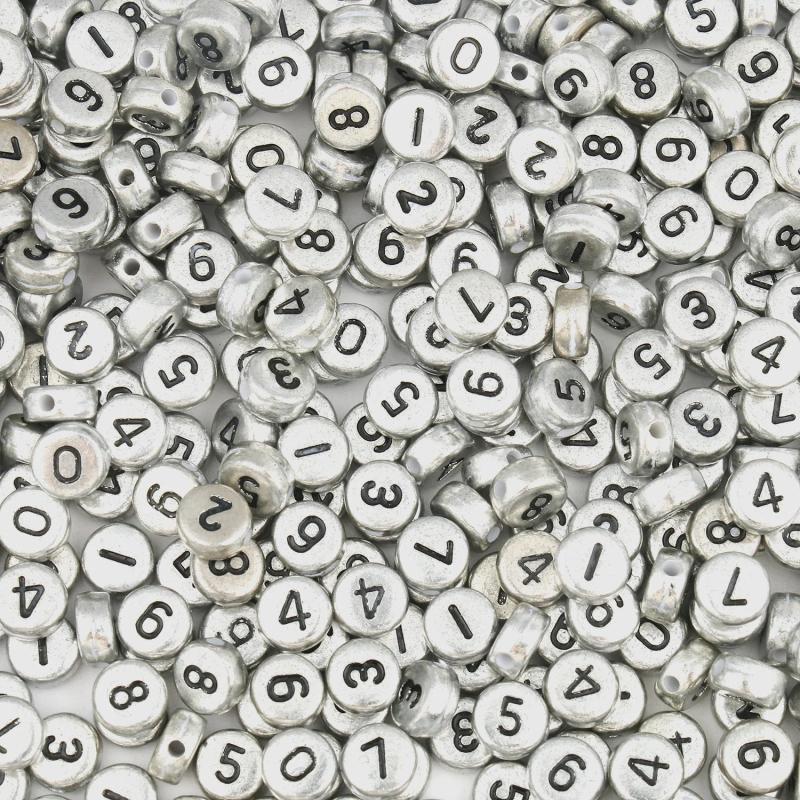 100pcs Mixed Digital Letter Acrylic Beads Round Flat Number Beads