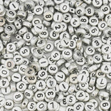 100pcs Mixed Digital Letter Acrylic Beads Round Flat Number Beads