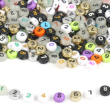 100pcs Mixed Digital Letter Acrylic Beads Round Flat Number Beads