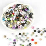 100pcs Mixed Digital Letter Acrylic Beads Round Flat Number Beads